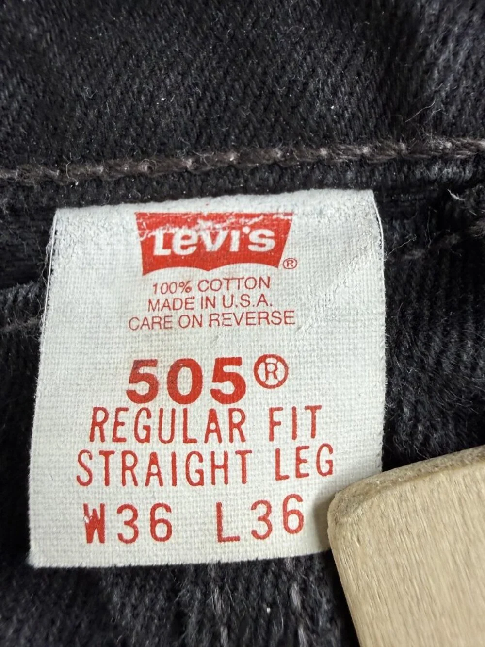 Vintage Levis 505 Jeans Mens 36x36 Black Regular Straight Zip Fly Made USA 90s